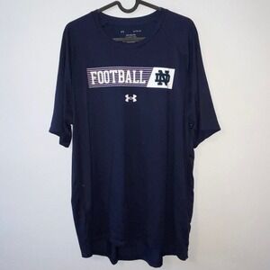 UNDER ARMOUR Tee Shirt Navy Men XL Notre Dame Irish Football Tech READ